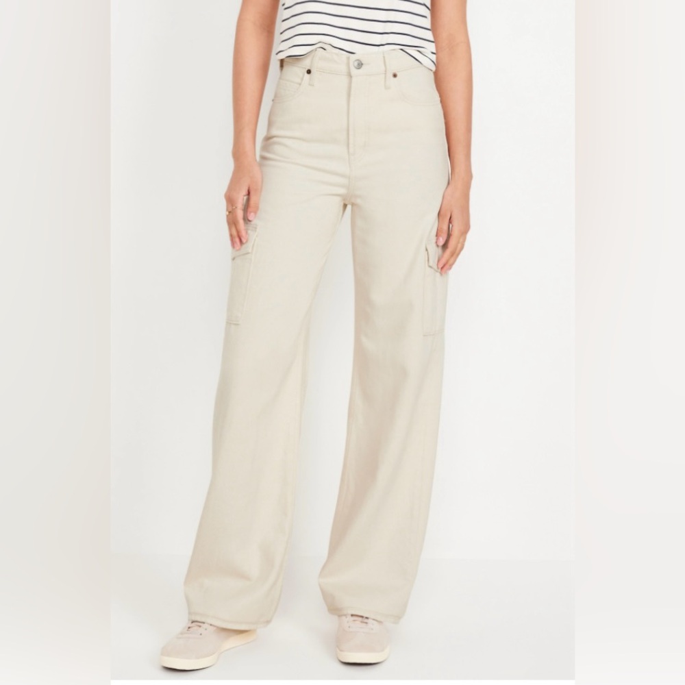OLD NAVY EXTRA HIGH WAISTED SKY HIGH WIDE LEG CARGO PANT